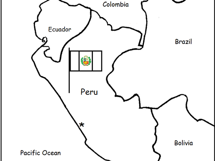 PERU - Printable handout with map and flag image relating to Printable Map of Peru identify PERU - Printable handout with map and flag